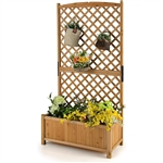 Outdoor Fir Wood Raised Garden Bed Planter Box with 71-inch High Trellis