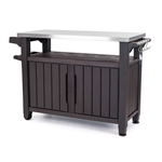 Outdoor Grill Party Caster Bar Serving Cart with Storage Dark Brown