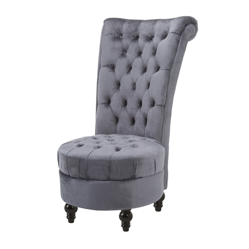 Gray Tufted High Back Plush Velvet Upholstered Accent Low Profile Chair