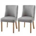 Set of 2 Modern High Back Nail heads Diamond Stitches Upholstered Dining Chairs, Grey