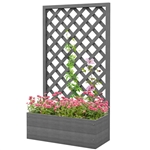 Outdoor Grey Wooden Lattice Trellis Raised Garden Bed Planter Box