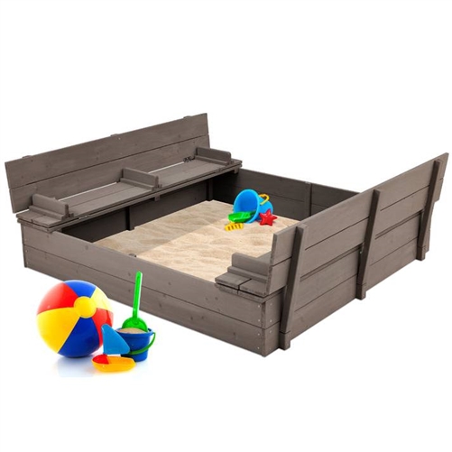 Sturdy Grey Cedar Kids Complete Seated Bench Sandbox