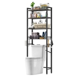 Over the Toilet Storage Freestanding Industrial Metal Wood Shelving Unit Grey/Black