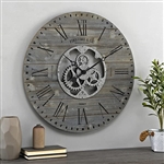Industrial FarmHome Round Oversized Wall Clock in Rustic Grey