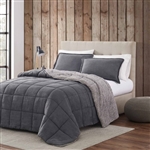 Full/Queen Plush Sherpa Reversible Micro Suede Comforter Set in Gray