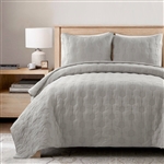 Full/Queen Lightweight Grey Textured Cotton 3 Piece Quilt Set