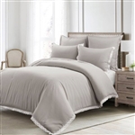 Full/Queen French Country Grey 5-Piece Lightweight Comforter Set w/ Lace Trim