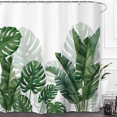 72"W x 84"H Tropical Green Botanical Polyester Shower Curtain