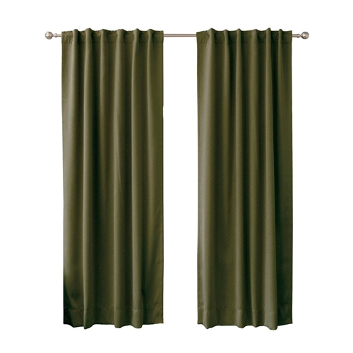 52 x 102 inch Solid Olive GreenThermal Blackout Curtain Panels - Set of 2