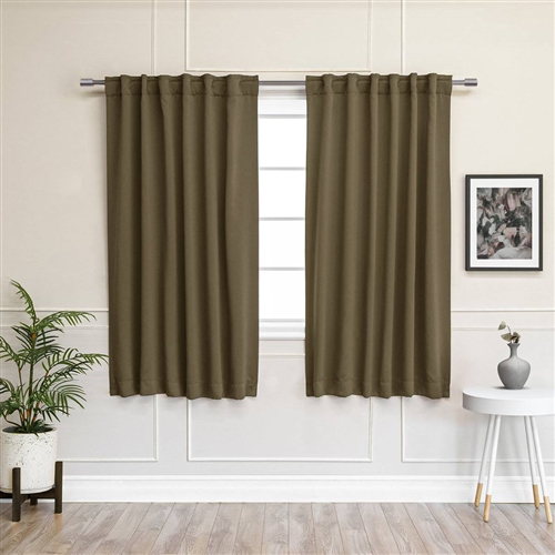 52 x 72 inch Solid Olive GreenThermal Blackout Curtain Panels - Set of 2