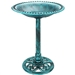 Outdoor Polyresin Bird Bath in Rustic Aged Green Copper Bronze Finish