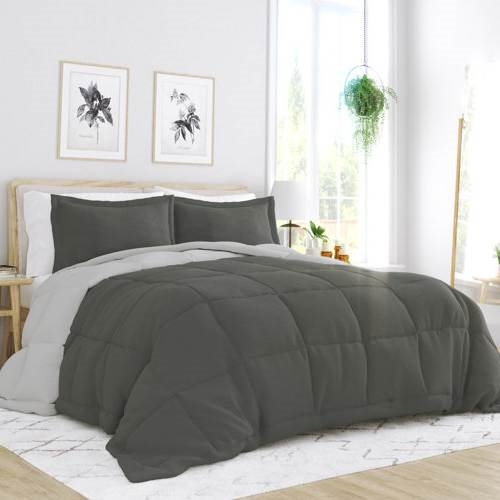 Twin/Twin XL 2-Piece Microfiber Reversible Comforter Set Grey