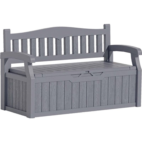 Grey Durable Resin 70 gL Outdoor Storage Bench Patio Deck