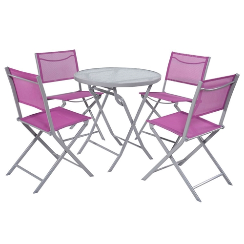 Red 5-Piece Folding Chairs and Table Outdoor Patio Furniture Set