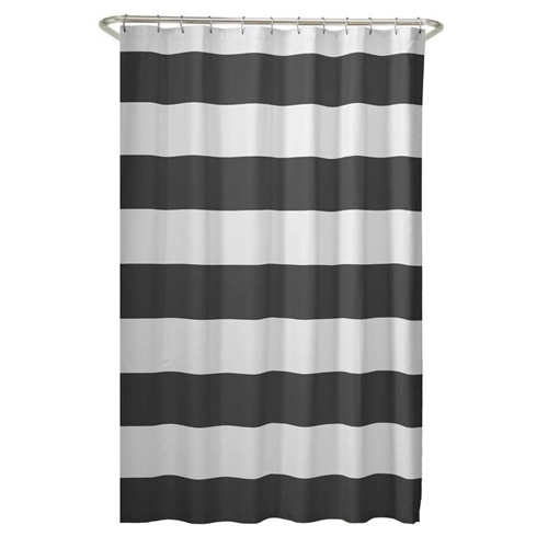 72 inch Height Polyester Grey White Nautical Striped Shower Curtain