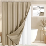 72"W x 84"H Beige Waffle Textured 3 in 1 Shower Curtain Set