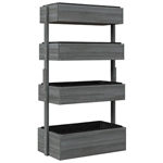 4 Tier Vertical Wooden Planter Box Raised Bed Grey