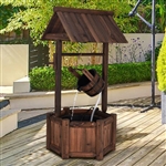 Outdoor 2-Tier Rustic Barrel Water Fountain with Submersible Pump