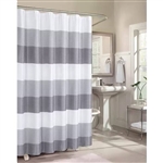72-inch Grey White Striped Luxurious Textured Polyester Fabric Shower Curtain