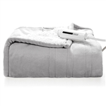 Heated Electric Sherpa Throw Blanket in Grey/White
