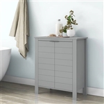 Bathroom Linen Cabinet with Storage Shelf in Grey Wood Finish