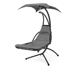 Grey Single Person Modern Chaise Lounger Hammock Chair Porch Swing