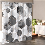 72"W x 78"H Gray White Geometric Hexagon Pattern Polyester Shower Curtain
