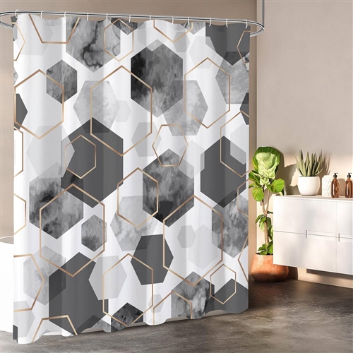 72"W x 78"H  Abstract Gray Geometric Polyester Shower Curtain