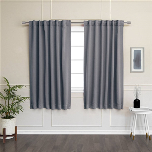 52 x 63 inch Solid Grey  Thermal Blackout Curtain Panels - Set of 2