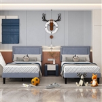 Twin Size - Set of 2  - Dorm Style Grey Tufted Upholstered Platform Beds