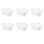 Set of 6 White Laundry Baskets w/ Carry Handles