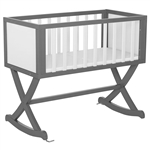 Grey/White Rocking Lullaby Baby Crib Cradle Glider