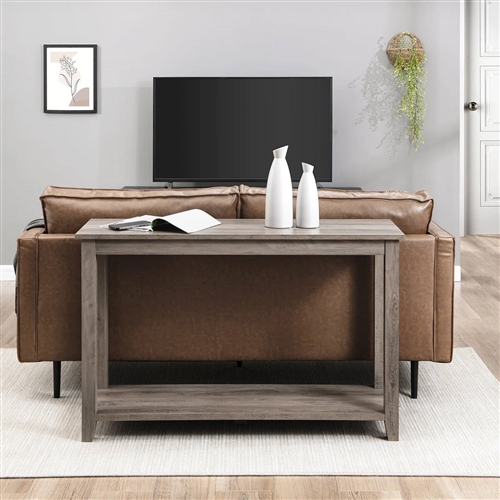 Modern Coastal Farmhouse Console Sofa Table in Gray Taupe Wood Finish