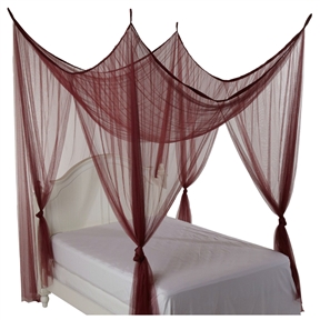 4-Post Bed Canopy in Burgundy - Fits all size Beds