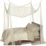 4-Post Bed Canopy in Ecru Color Mesh Fabric - Fits all Bed Sizes