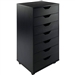 Modern Scandinavian Style 7-Drawer Storage Cabinet Chest in Black Finish