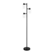 Modern 3-Light Floor Lamp in Black Metal Finish with White Plastic Shades