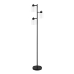 Modern 3-Light Floor Lamp in Black Metal Finish with White Plastic Shades