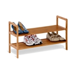 2-Tier Bamboo Shoe Shelf Rack - Holds 6 to 8 Pairs of Shoes