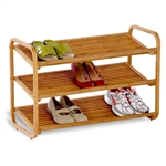 3-Tier Bamboo Shoe Rack Shelf  - Holds 9-12 Pairs of Shoes