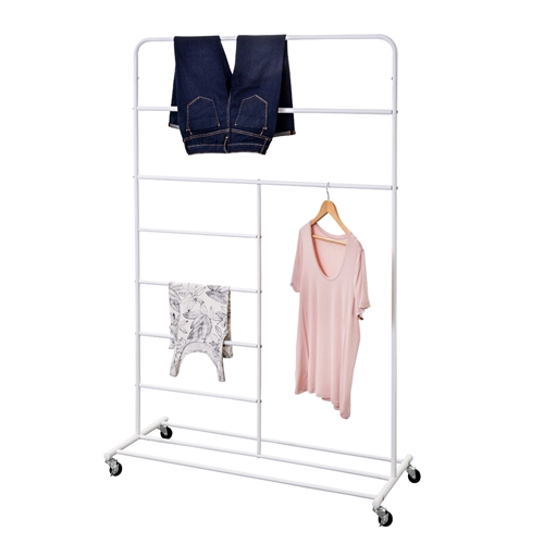 White Rolling Multi Use Laundry Clothes Drying Rack