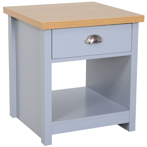 Oak Grey 1-Drawer Bedside Sofa Table Cabinet Nightstand