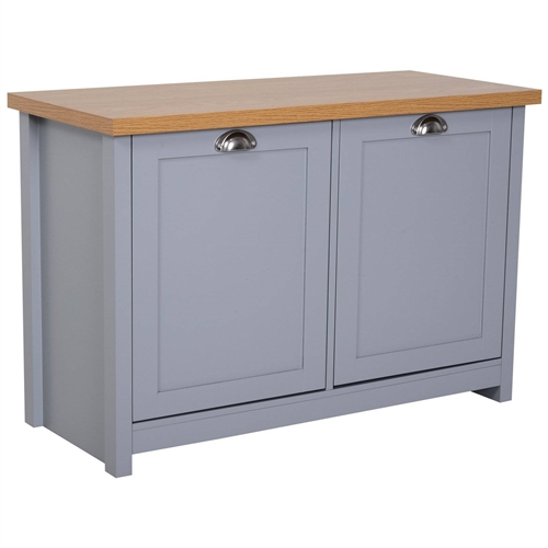 Oak Grey Cabinet Entryway Storage Bench