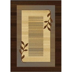 Royalty Collection Brown/Blue Modern Area Rug with Vine Leaves Design