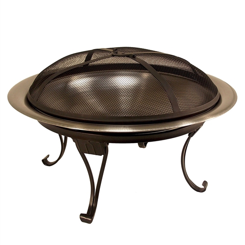 Heavy Duty 26-inch Stainless Steel Fire Pit Bowl with Stand Screen and Carry Case