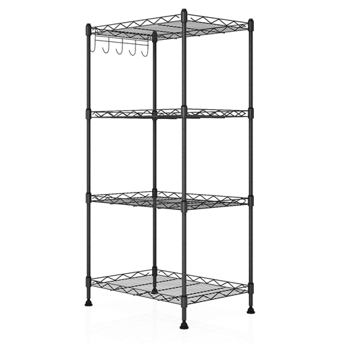 Black Metal 4-Shelf Wire Storage Rack Shelving Unit