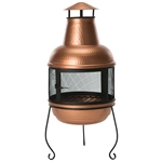 Hammered Copper and Iron Chiminea Fire Pit with Stand