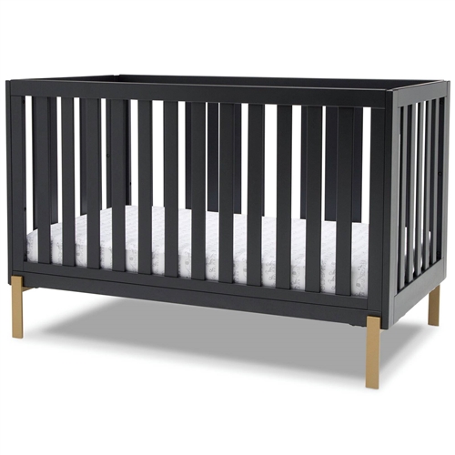 Modern Contemporary Black/Gold Convertible Crib