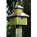 Pinion Green Birdhouse with White / Bright Copper Roof and Rooster Top