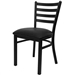 Black Metal Dining Chair with Slatted Back and Vinyl Seat